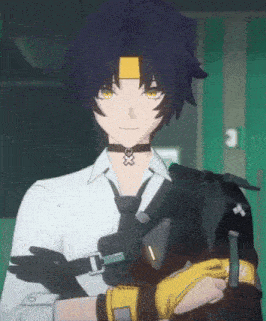 a close up of a person holding a gun in a video game .