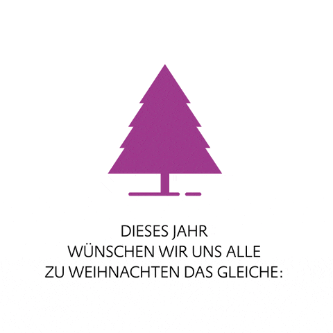 a purple christmas tree with the words dieses jahr wünschen wir uns alle zu weihnachten das gleiche written below it