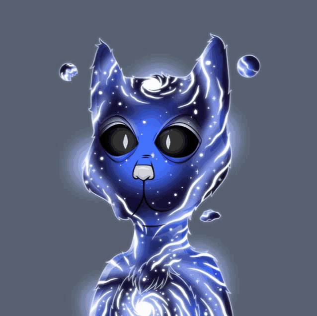 a drawing of a cat with a galaxy design on it
