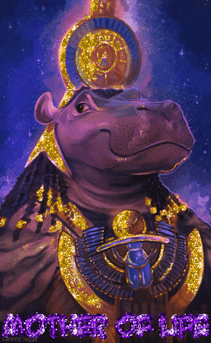 a picture of a hippo with the words mother of life written on it