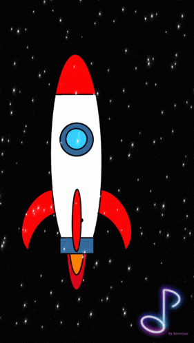 a drawing of a rocket with the letter p in the corner