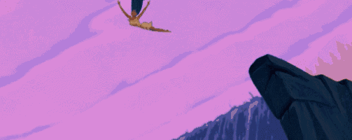 a pixel art of a woman jumping off a waterfall