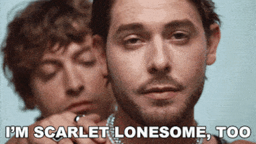 a man with the words i 'm scarlet lonesome too written below him