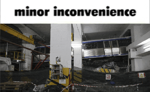 a sign that says minor inconvenience on top of a building