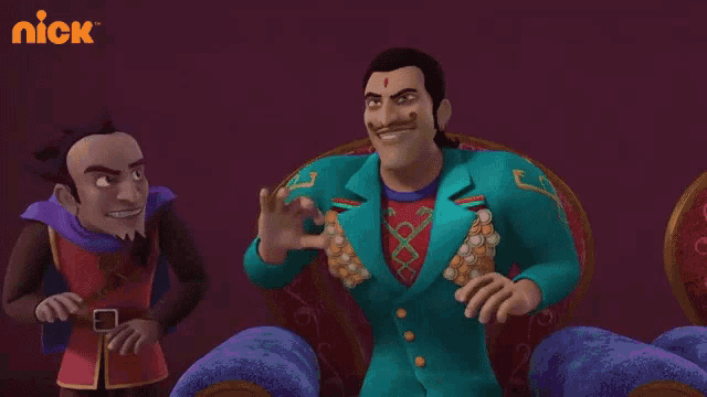 two cartoon characters are standing next to each other with the nick logo in the corner