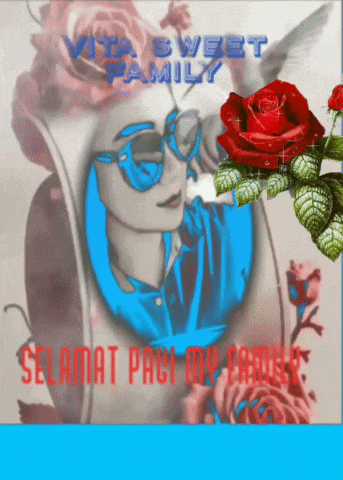a greeting card with a woman wearing sunglasses and a red rose