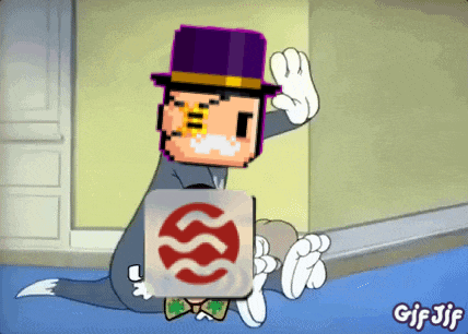 a cartoon of a man in a top hat holding a sign