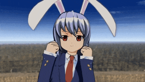 a cartoon character with bunny ears and a suit and tie