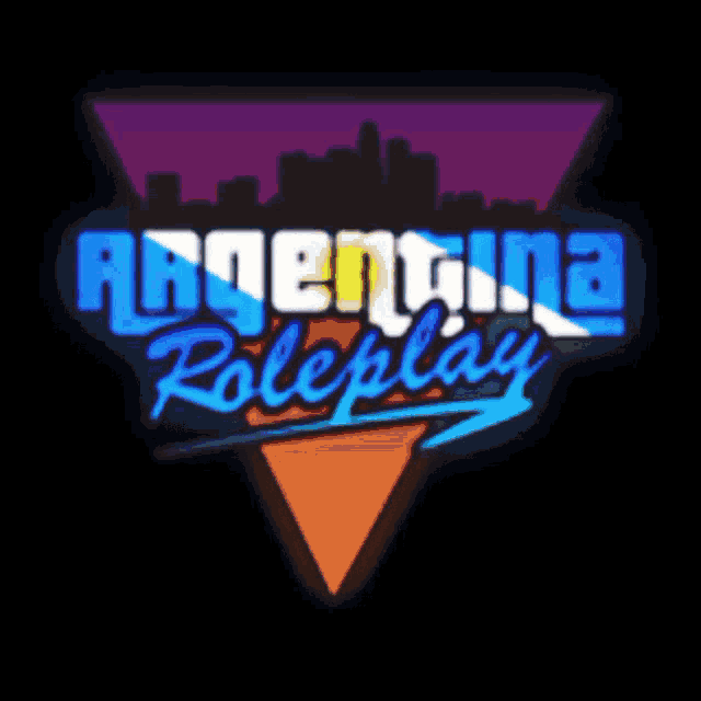 a logo for argentina roleplay with a city skyline in the background