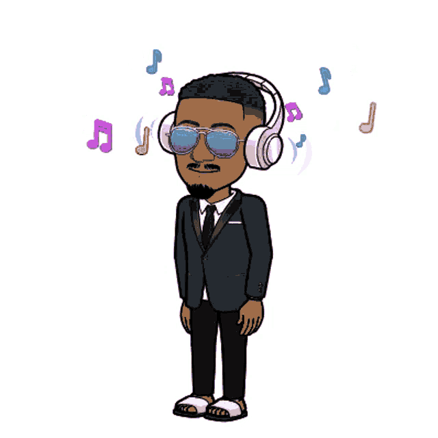 a cartoon character wearing headphones and sunglasses