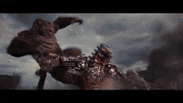 a giant monster is fighting another monster in a movie