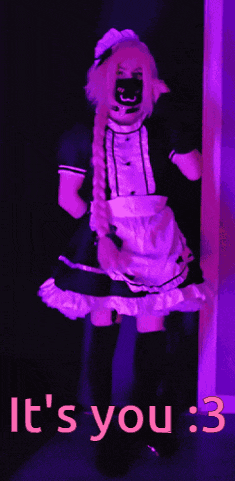 a person in a maid costume with the words it 's you : 3 below