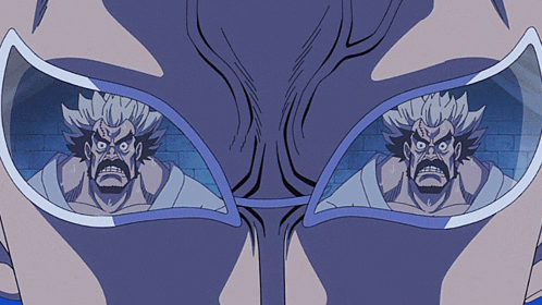 a close up of a person 's face with a reflection of another person