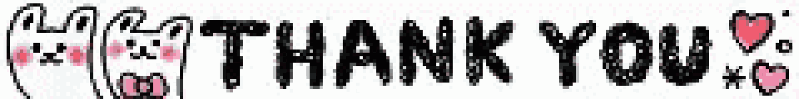 the word thank you is written in black letters