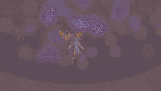 a painting of a person with a sword in a dark room