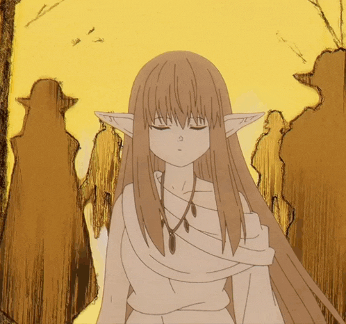 a drawing of a girl with long hair and elves ears