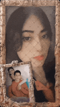a framed picture of a woman and a man