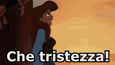 a cartoon of a woman with the words che tristezza in the corner