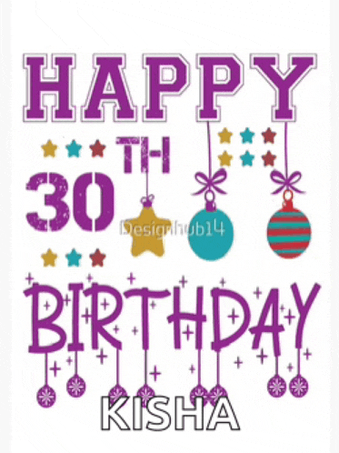 a poster that says happy 30th birthday with christmas decorations