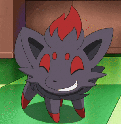 a black and red pokemon with a red flame on its head