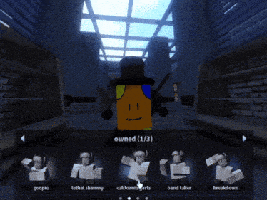 a screenshot of a video game with a character named owned ( 1/3 )