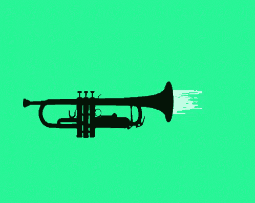 a black trumpet with flames coming out of it
