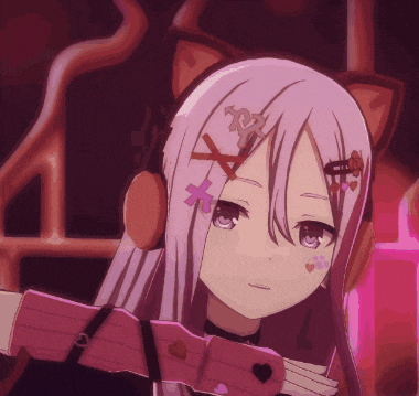a close up of a girl with headphones and a cat ear