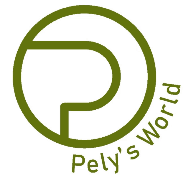 a logo for poly 's world has a green circle with a p inside of it