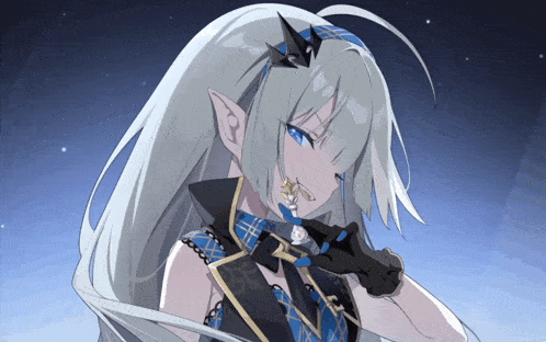 a drawing of a girl with long white hair