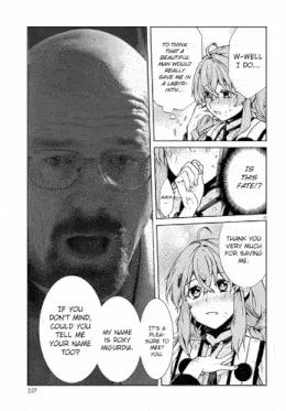 a man with glasses is talking to a girl in a manga ..