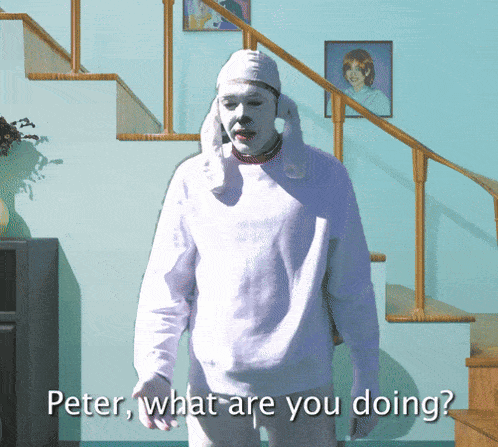 peter what are you doing written on a picture