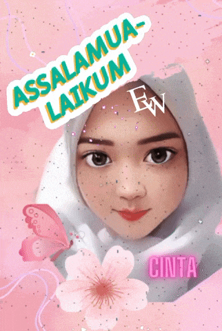 a picture of a girl with the words assalamua laikum fw cinta on the bottom