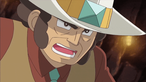 a cartoon character with a white hat and a tie