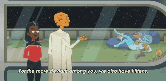a cartoon says " for the more deviant among you we also have kittens .. "