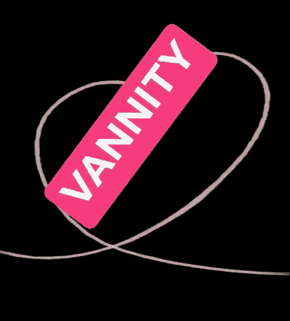 a pink vannity sticker with a white outline around it