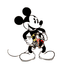 a cartoon of mickey mouse holding a basketball