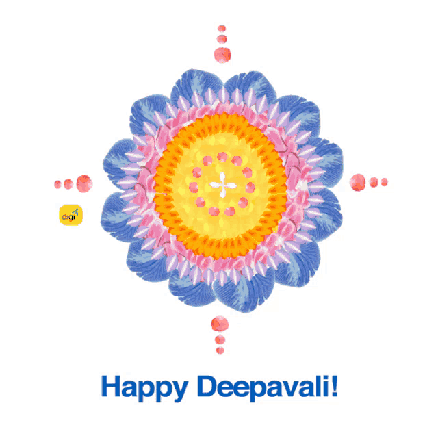 a happy deepavali greeting card with a colorful flower design