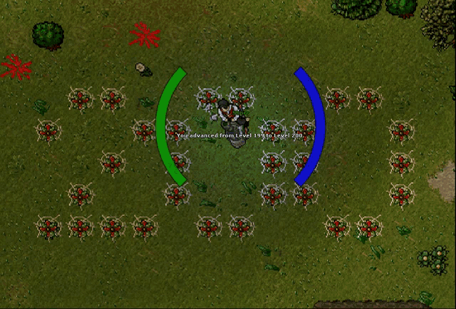 a screenshot of a video game shows a man standing in the middle of a field surrounded by red flowers