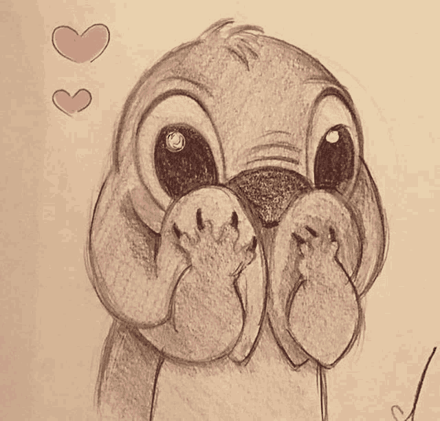 a drawing of a penguin covering its face with its paws