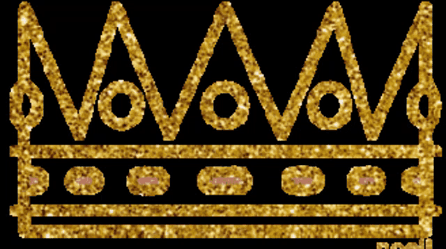 a crown made of gold glitter with the letter m on it