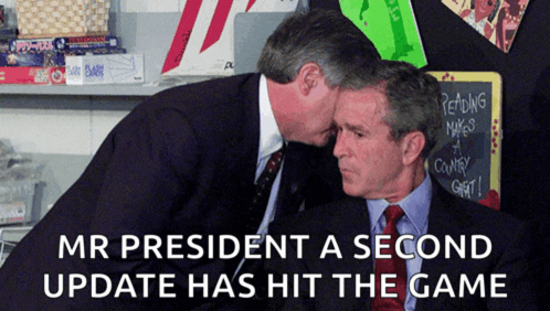mr president a second update has hit the game written on a poster