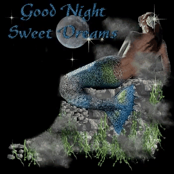 a picture of a mermaid with the words good night sweet dreams above her