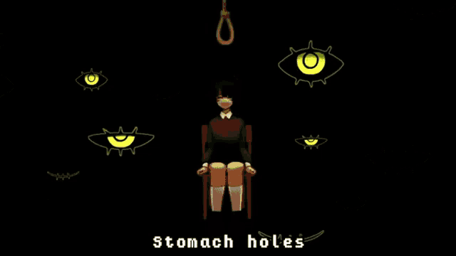 a girl is surrounded by glowing eyes and the word burning is on the bottom right
