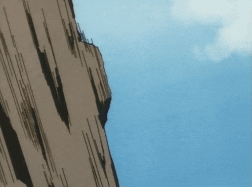 a drawing of a building with a blue sky behind it
