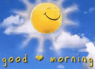 a picture of a sun with a smiley face and the words good morning written below it