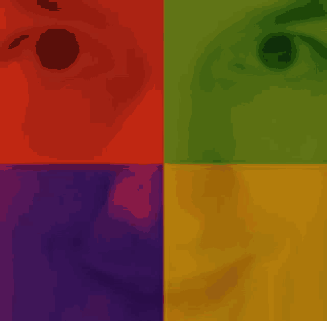 four images of a person 's face are displayed in different colors