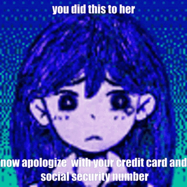 a picture of a girl with a caption that says " you did this to her "