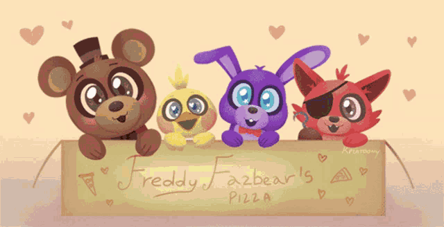 five nights at freddy 's pizza is written on a sign