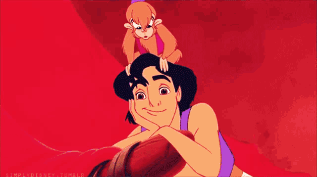 a cartoon of aladdin and jasmine from disney