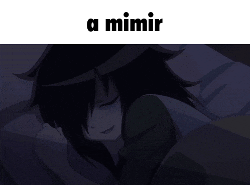a picture of a girl sleeping with the words " a mimir " above her